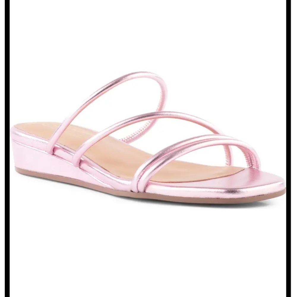 Seychelles‎ NEW Rock Candy Metallic Pink Leather Strappy Wedge Sandals- 6.5